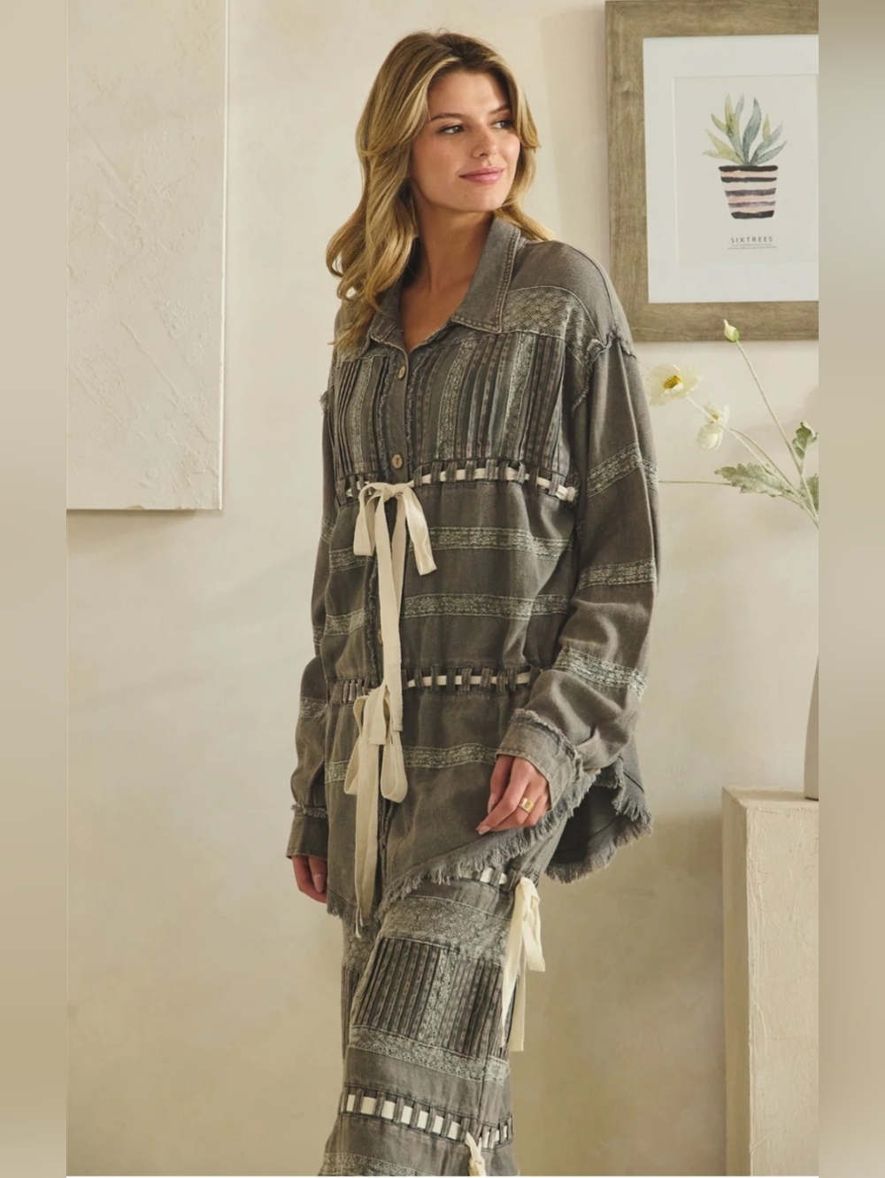 #1503 Oli & Hali Charcoal Artisan Patchwork Boho Set - Picture 6 of 16